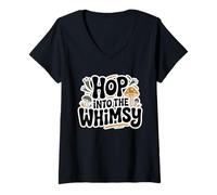 Donna Hop in The Whimsy Whimsical Home Garden Fungo Decor Maglietta con Collo a V