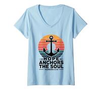 Donna Hope Anchors The Soul Ebrei 6:19 Versetto della Bibbia Cristiano Maglietta con Collo a V