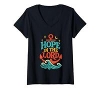 Donna Hope in The Lord Anchor Isaia 40:31 Versetto della Bibbia Cristiana Maglietta con Collo a V