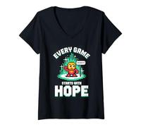 Donna Hopeful Start Gamer Graphic for Kids Maglietta con Collo a V