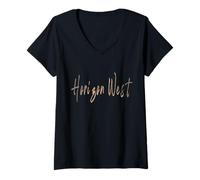 Donna Horizon West Florida Vintage Design Elegante Maglietta con Collo a V