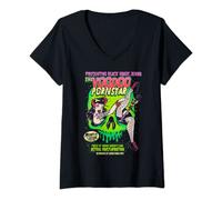 Donna Horror Art - Voodoo Porno Stella - Psychobilly Punk Art Maglietta con Collo a V