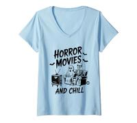 Donna Horror Movies Chill Maglietta con Collo a V