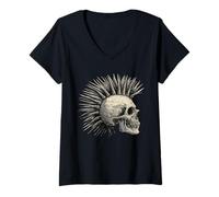 Donna Horror Punk Zombie Mohawk Maglietta con Collo a V