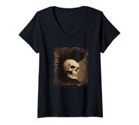 Donna Horror Punk Zombie Mohawk Maglietta con Collo a V