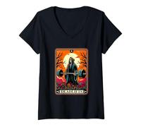 Donna Horror Tarocchi Carta Deadlifts La Morte Palestra Allenamento Halloween Maglietta con Collo a V