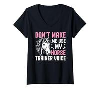 Donna Horse Trainer Voce Divertente Equitazione Equestre Amanti Maglietta con Collo a V