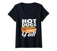 Donna Hot Dogs Y'all amante degli hot dog Maglietta con Collo a V