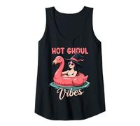 Donna Hot Ghoul Vibes Summer Witch Flamingo Galleggiante Halloween Canotta