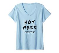 Donna Hot Mess Express Funny Self Aware Dichiarazione Maglietta con Collo a V