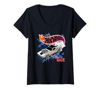 Donna Hot Wheels 90s Vintage Made to Race Lightning Maglietta con Collo a V