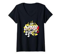 Donna Hot Wheels Bright Speed Club Vintage Anni '90 Maglietta con Collo a V
