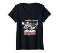 Donna Hot Wheels Let's Race - Scelgo Bone Shaker Maglietta con Collo a V