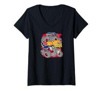 Donna Hot Wheels Monster Truck - Mash Up Mayhem Maglietta con Collo a V