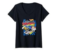 Donna Hot Wheels Vintage California Speedway Anni '90 Maglietta con Collo a V
