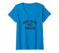 Donna House Music 1985 Chicago - Maglietta arancione/bianca Maglietta con Collo a V