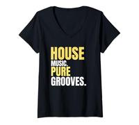 Donna House Music Funky Classico Soulful Maglietta con Collo a V