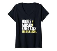 Donna House Music Profondo Funky Soulful Maglietta con Collo a V