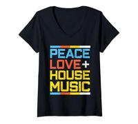 Donna House Music - Vintage Retro Old School DJ Raver Regalo Maglietta con Collo a V