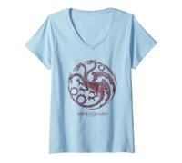 Donna House of The Dragon Targaryen Dragon Sigil Maglietta con Collo a V