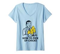 Donna How Pick Up Chicks Maglietta con Collo a V