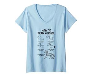 Donna How To Draw A Horse Maglietta con Collo a V