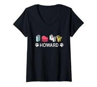 Donna Howard Personalizzato Cane Nome Howard Pet Lover Maglietta con Collo a V