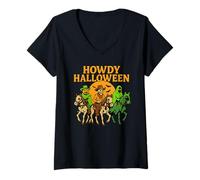 Donna Howdy Halloween Funny Western Country Cowboys Uomini Donne Bambini Maglietta con Collo a V