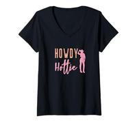 Donna Howdy Hottie Bride Bridesmaid Country Music Concert Bar Maglietta con Collo a V