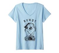 Donna Howdy Lesbiche Riverso Unisciti al Nostro Posse Gay Pride Cowgirls LGBT Maglietta con Collo a V