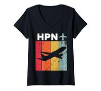 Donna HPN White Plains Aeroporto Maglietta con Collo a V