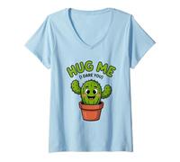 Donna Hug Me (I Dare You) Divertente Cactus Succulente Non Un Hugger Maglietta con Collo a V