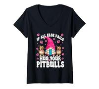 Donna Hug Your Dog Quotes for Pittie Mom with Cute Pitbull GNOME Maglietta con Collo a V