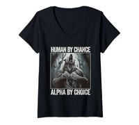 Donna Human By Chance Alpha By Choice Lupo Mannaro Halloween Forza Maglietta con Collo a V