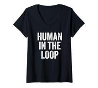 Donna Human in The Loop Ethical AI Maglietta con Collo a V