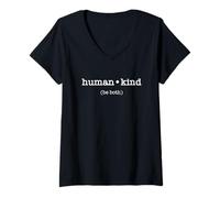 Donna Human Kind Be Both - Messaggio di Ispirazione per gentilezza Maglietta con Collo a V