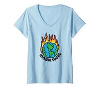 Donna Human Sucks - Riscaldamento Globale Cambiamento climatico Terra Maglietta con Collo a V