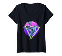 Donna Hummingbird Vaporwave Flight Bird Fantasy Maglietta con Collo a V