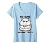 Donna Humor Criceto assonnato No Talkie Before Coffee Maglietta con Collo a V