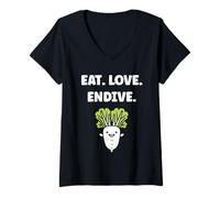 Donna Humor endive minimalist vegetable quote eat love endive Maglietta con Collo a V