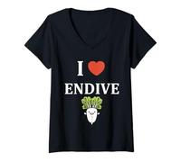 Donna Humor endive minimalist vegetable simple i love endive Maglietta con Collo a V