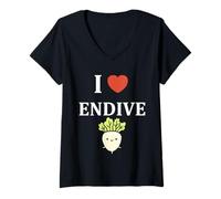 Donna Humor endive minimalist vegetable simple i love endive Maglietta con Collo a V