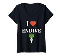 Donna Humor endive minimalist vegetable simple i love endive Maglietta con Collo a V
