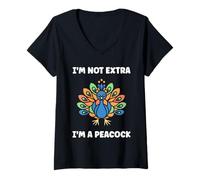 Donna Humor peacock animals minimalist simple i'm a peacock Maglietta con Collo a V