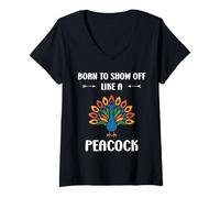 Donna Humor peacock animals quote like a peacock Maglietta con Collo a V