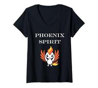 Donna Humor Phoenix Animals Simple Fire Bird Spirit Phoenix Maglietta con Collo a V
