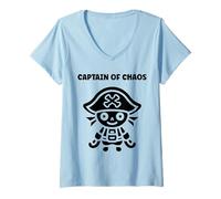 Donna Humor skull pirates minimalist simple captain pirate Maglietta con Collo a V