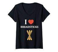 Donna Humor Small Bread Breadstick Simple i Love Breadsticks Maglietta con Collo a V