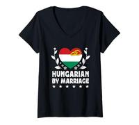 Donna Hungarian by Marriage Hungarian Wife Husband Hungary Flag Maglietta con Collo a V