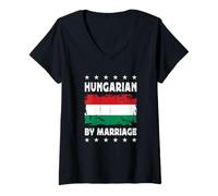 Donna Hungarian by Marriage Hungarian Wife Husband Hungary Flag Maglietta con Collo a V